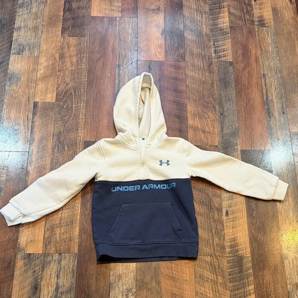 Under Armour Beige and Navy Kids Half-Zip Hoodie 7 (BK6)